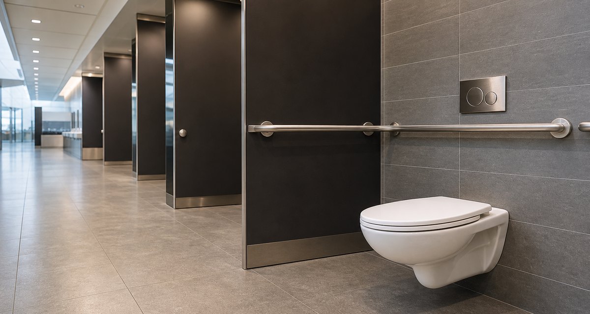 wall hung toilet solution for airport restroom projects
