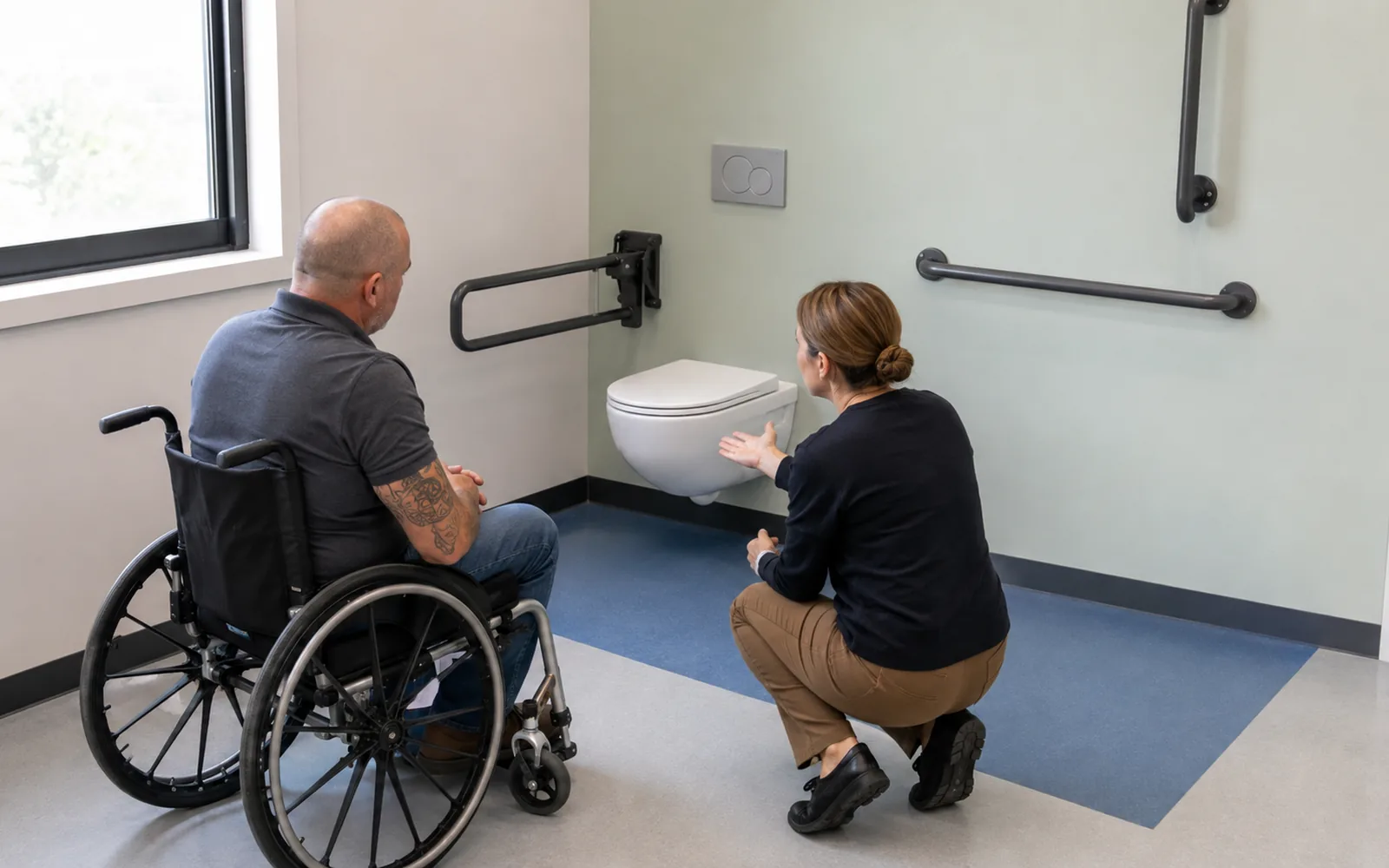 accessible wall hung toilet layout under project review