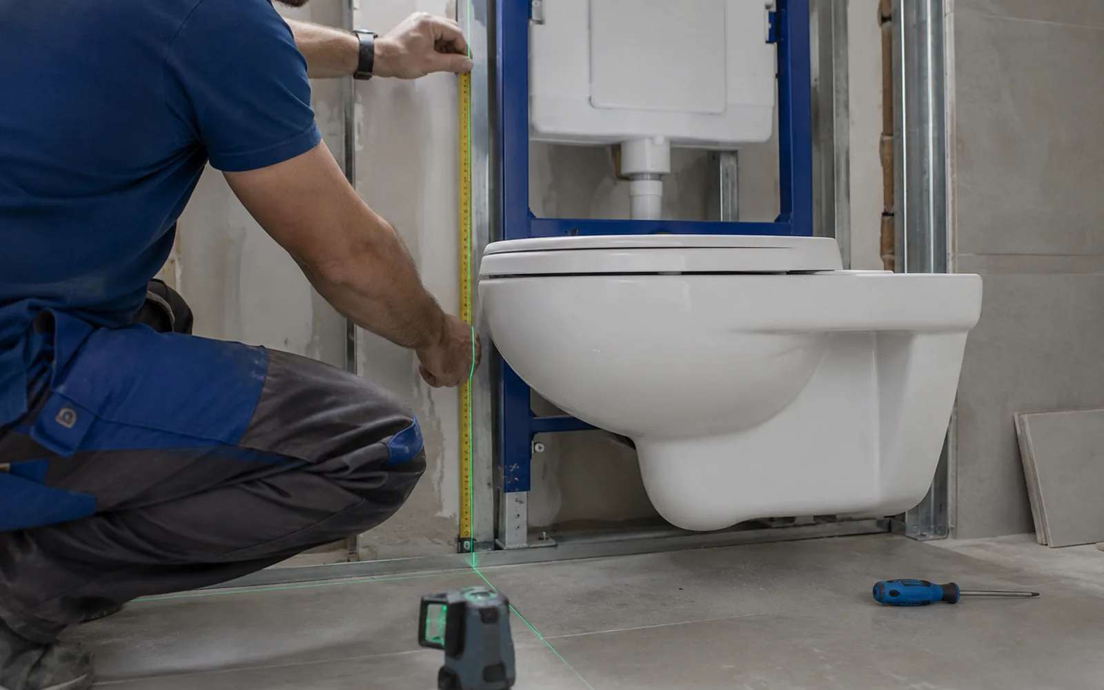 wall hung toilet finished installation height check